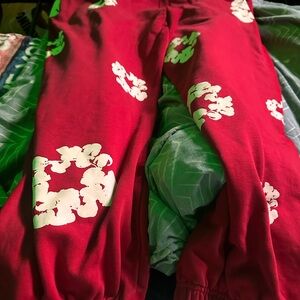 Red Pants with White Floral Print